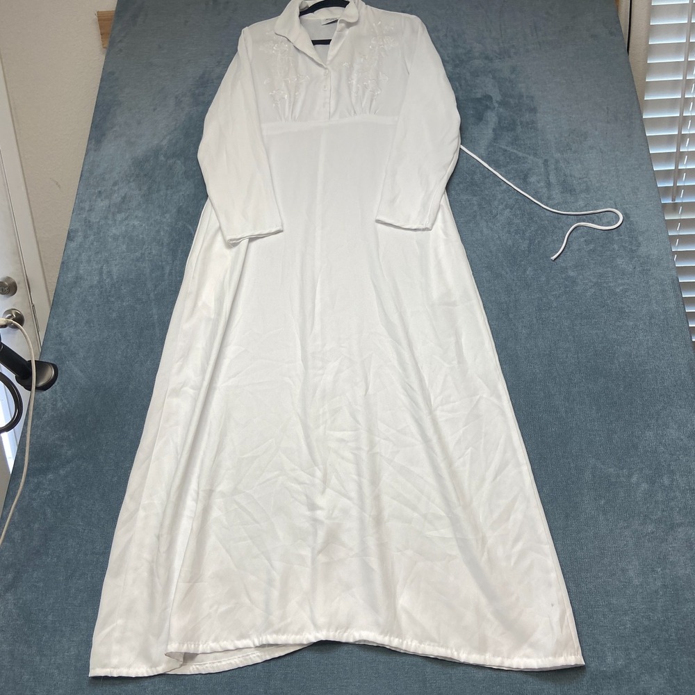 Jody California Maxi Dress Womens White Floral Collared 3/4 Sleeve Casual Wear